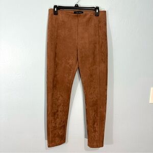Ivanka Trump Faux Suede Skinny Pants Camel Tan Size Medium EUC High Rise Stretch